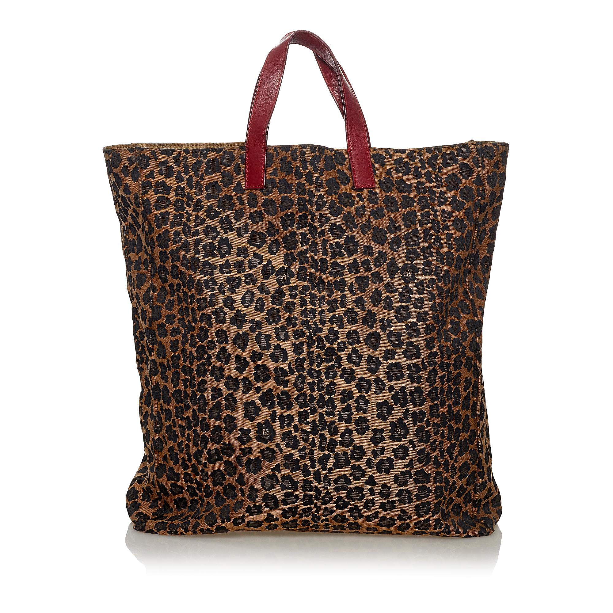 Fendi Leopard Print Nylon Tote Bag