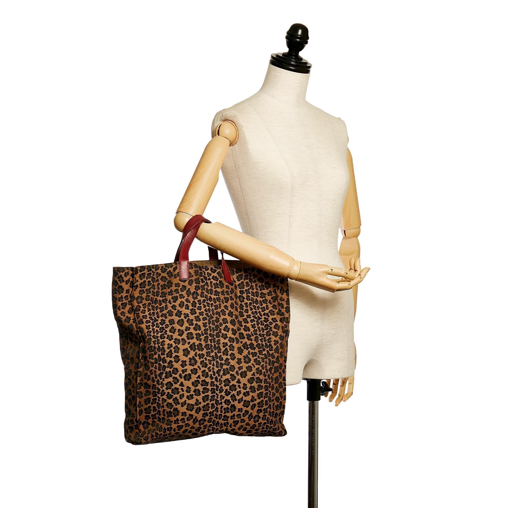 Fendi Leopard Print Nylon Tote Bag