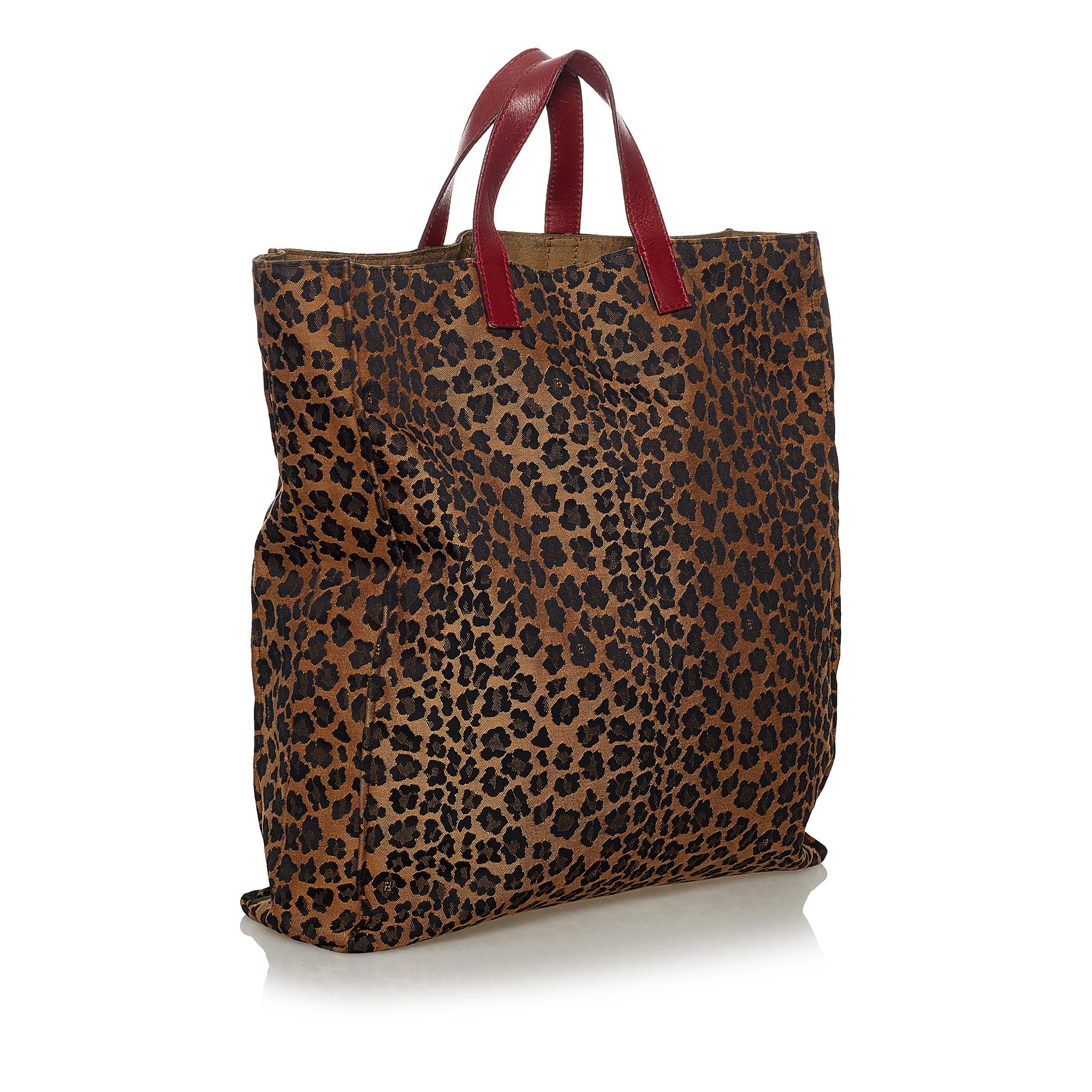Fendi Leopard Print Nylon Tote Bag