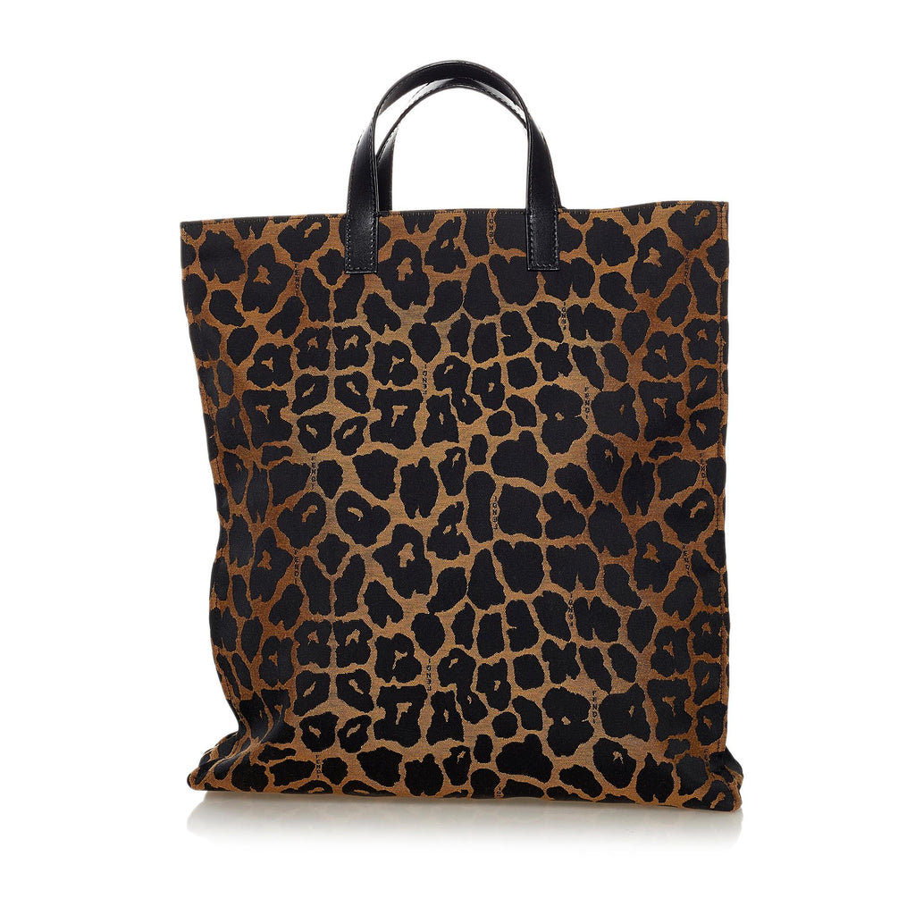 Fendi Leopard Print Nylon Tote Bag