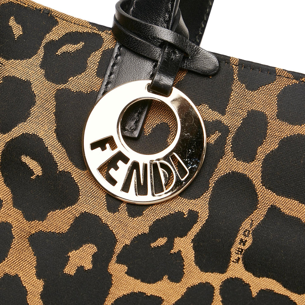 Fendi Leopard Print Nylon Tote Bag