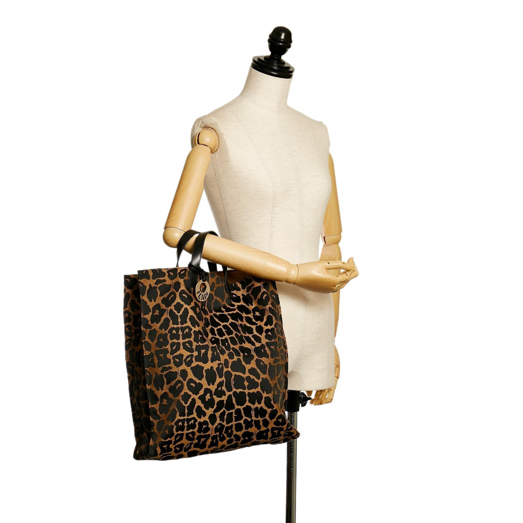 Fendi Leopard Print Nylon Tote Bag