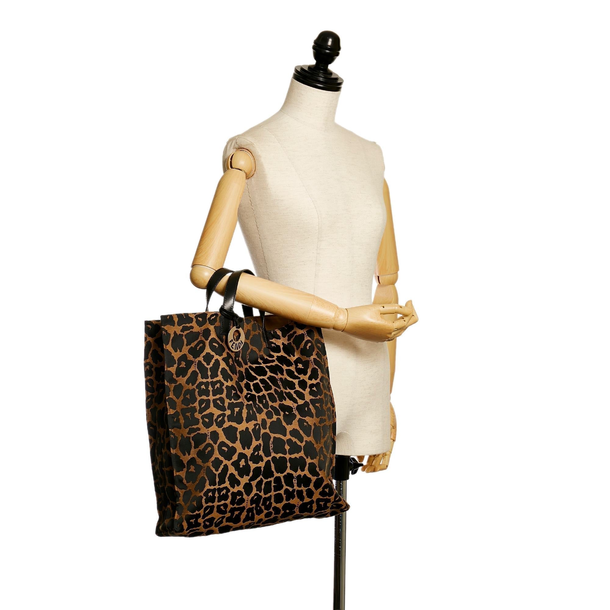 Fendi Leopard Print Nylon Tote Bag