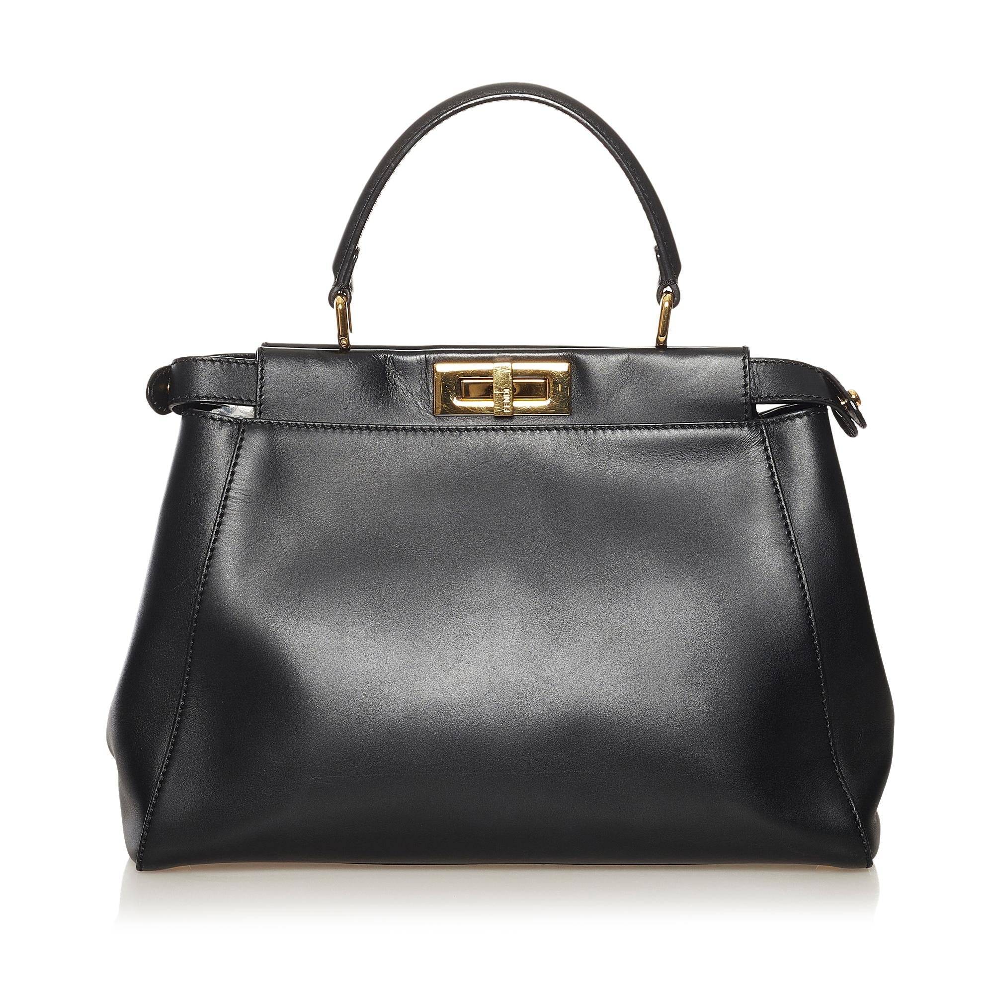 Fendi Medium Peekaboo Leather Satchel