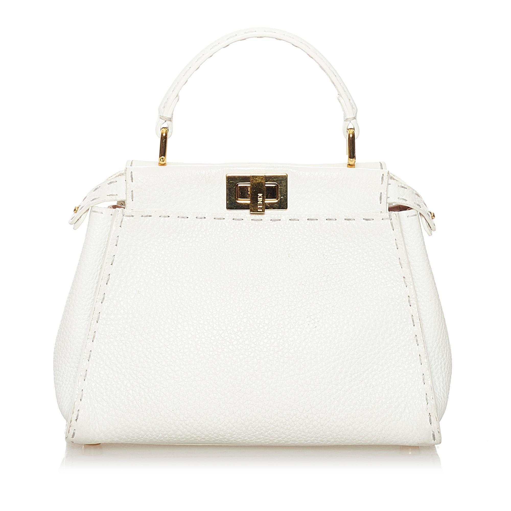 Fendi Mini Selleria Peekaboo Leather Satchel