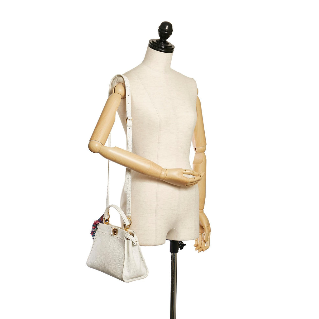 Fendi Mini Selleria Peekaboo Leather Satchel