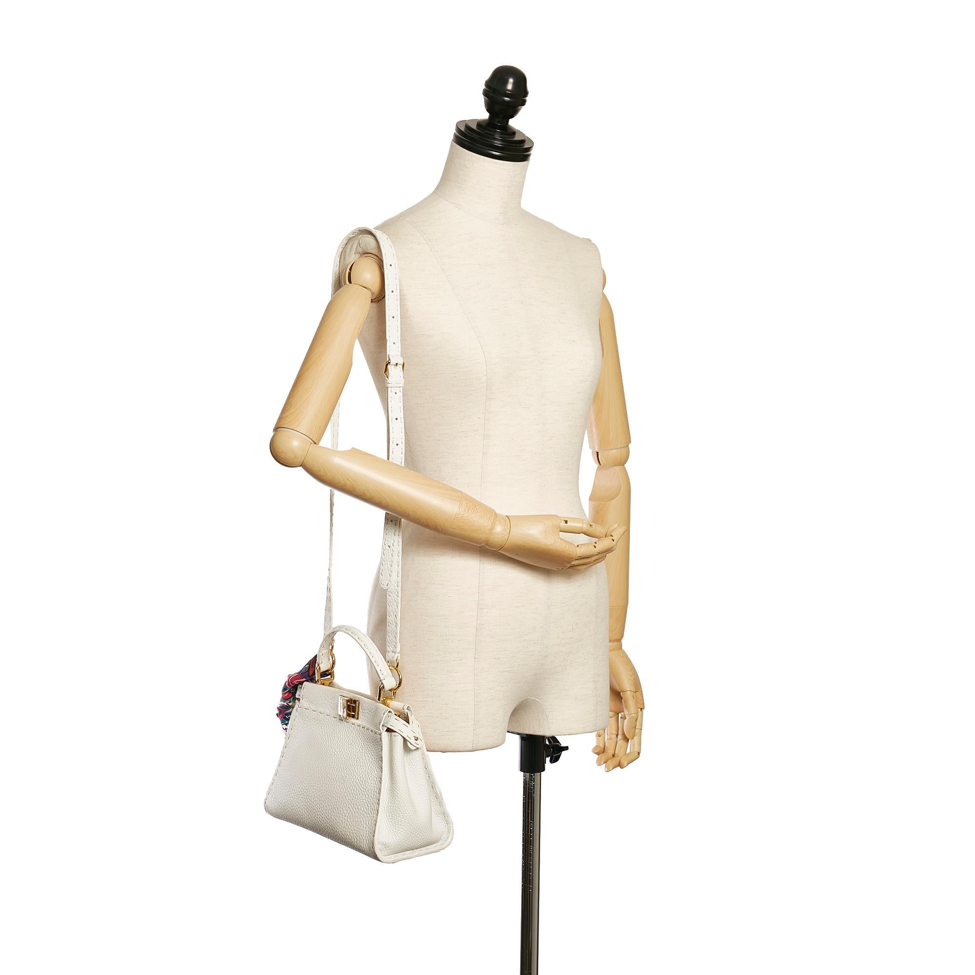 Fendi Mini Selleria Peekaboo Leather Satchel
