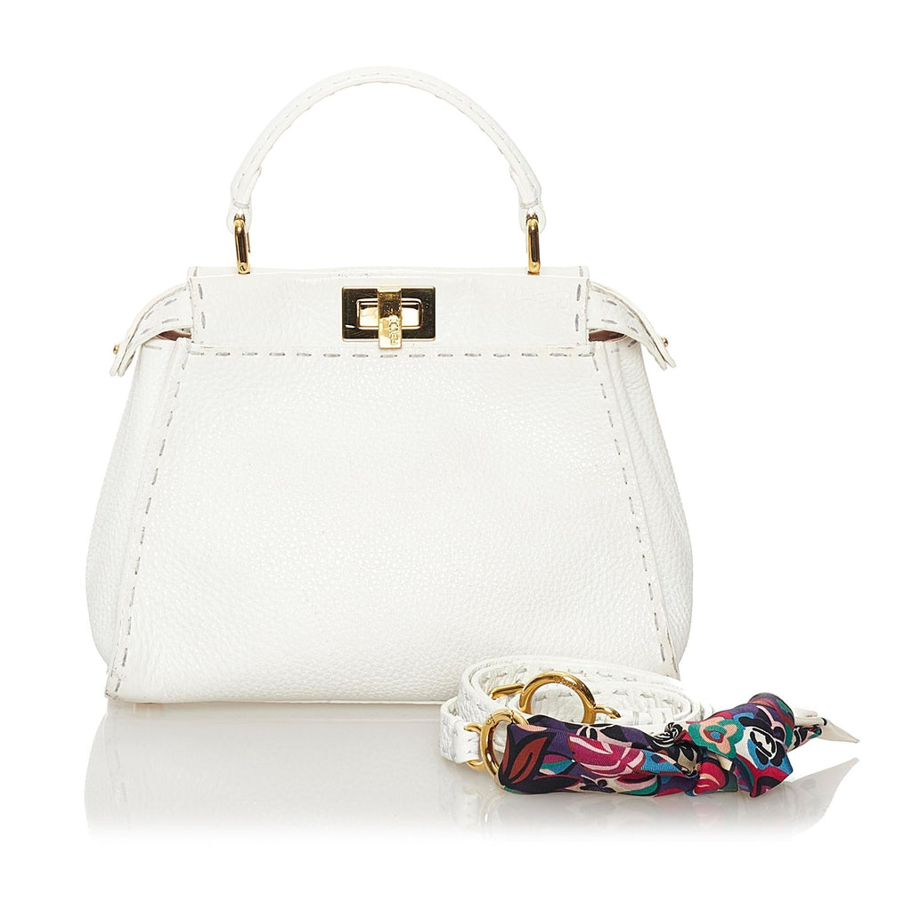 Fendi Mini Selleria Peekaboo Leather Satchel