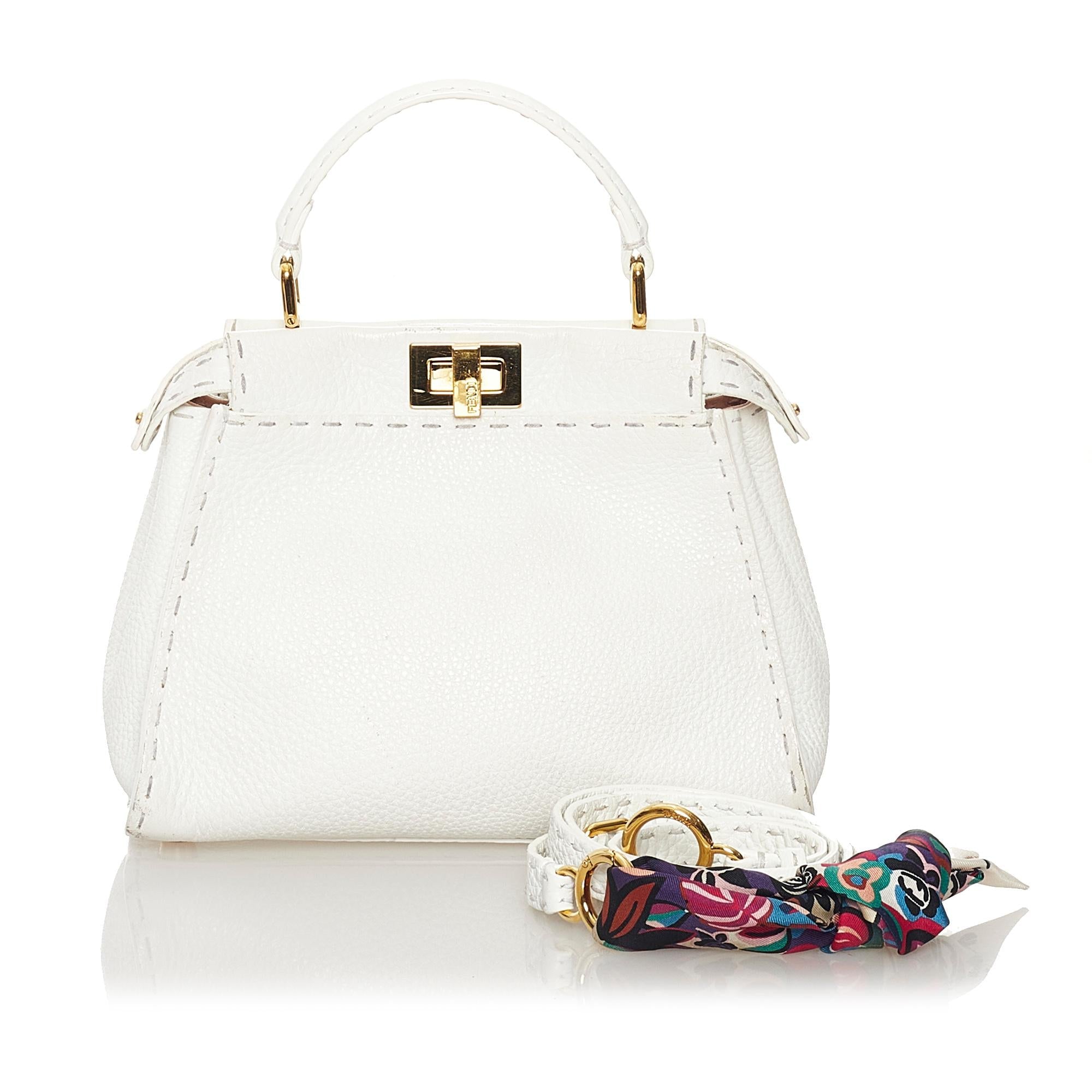 Fendi Mini Selleria Peekaboo Leather Satchel
