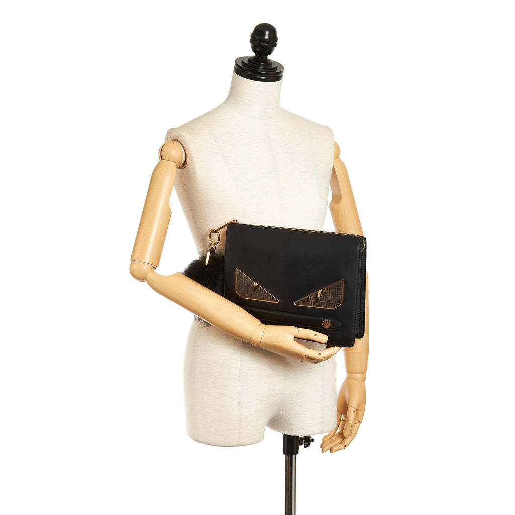 Fendi Monster Leather Clutch Bag