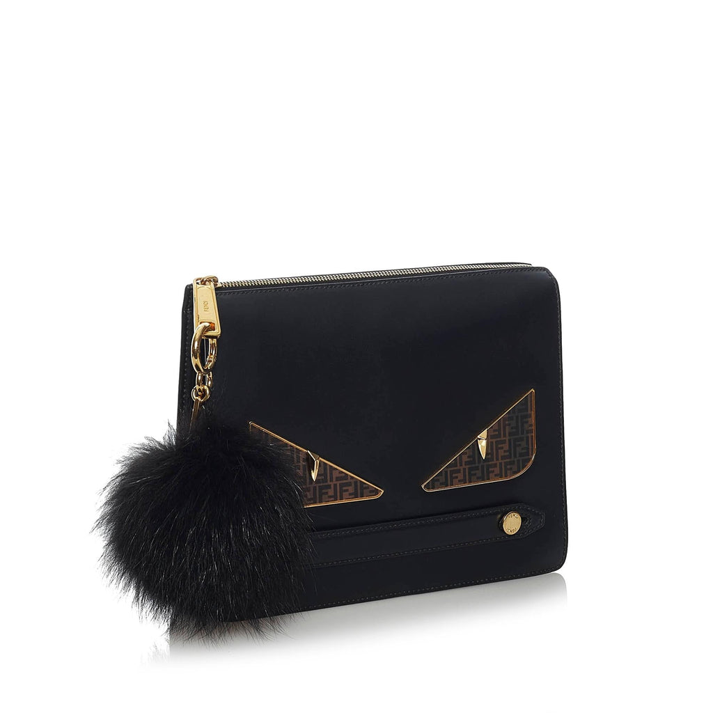 Fendi Monster Leather Clutch Bag
