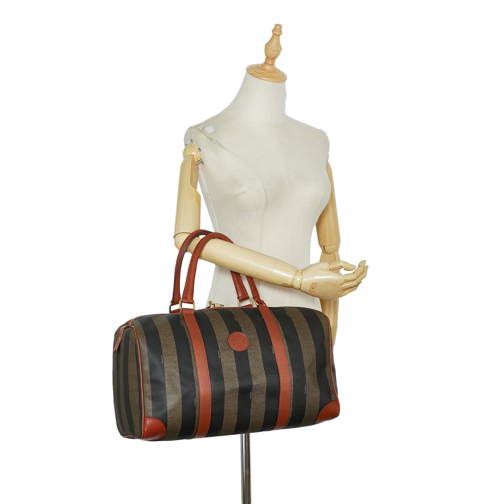 Fendi Pequin Boston Bag