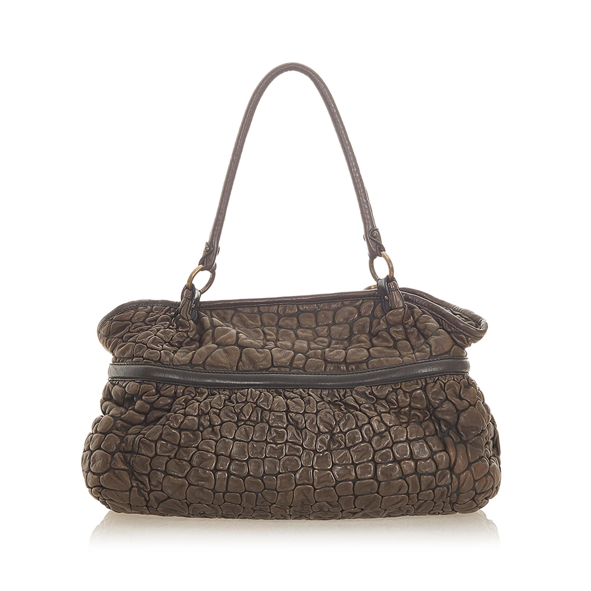 Fendi Puckered Bubble Leather Chef Shoulder Bag