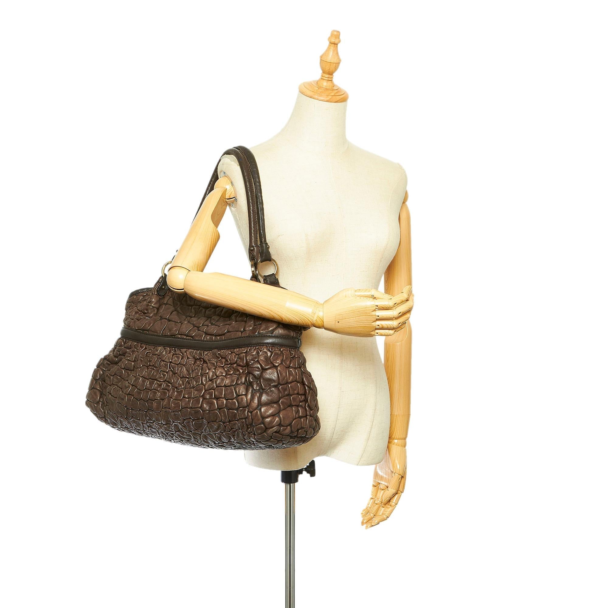 Fendi Puckered Bubble Leather Chef Shoulder Bag