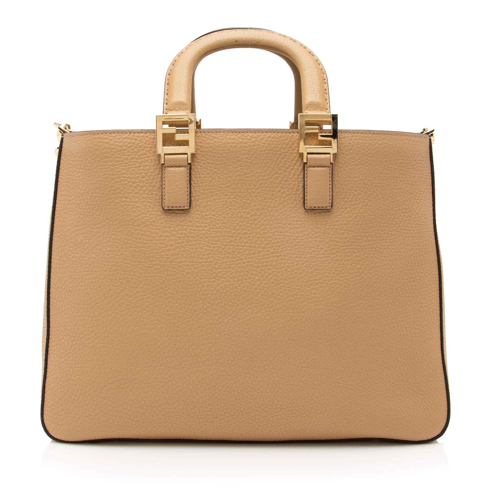 Fendi Calfskin Romano Selleria FF Handle Medium Tote