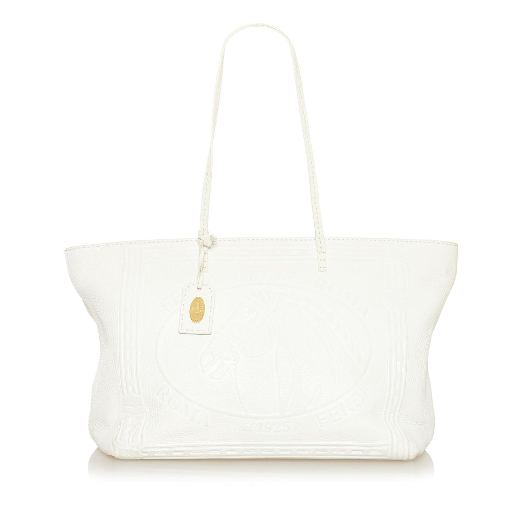 Fendi Selleria Embossed Leather Tote Bag