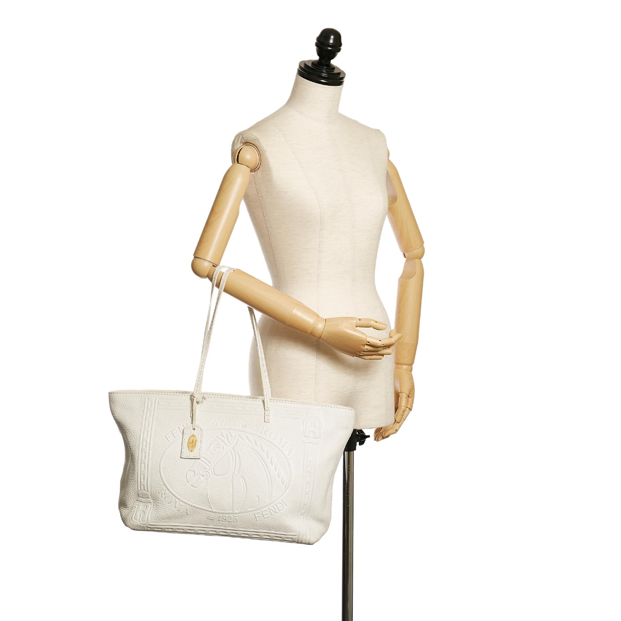 Fendi Selleria Embossed Leather Tote Bag