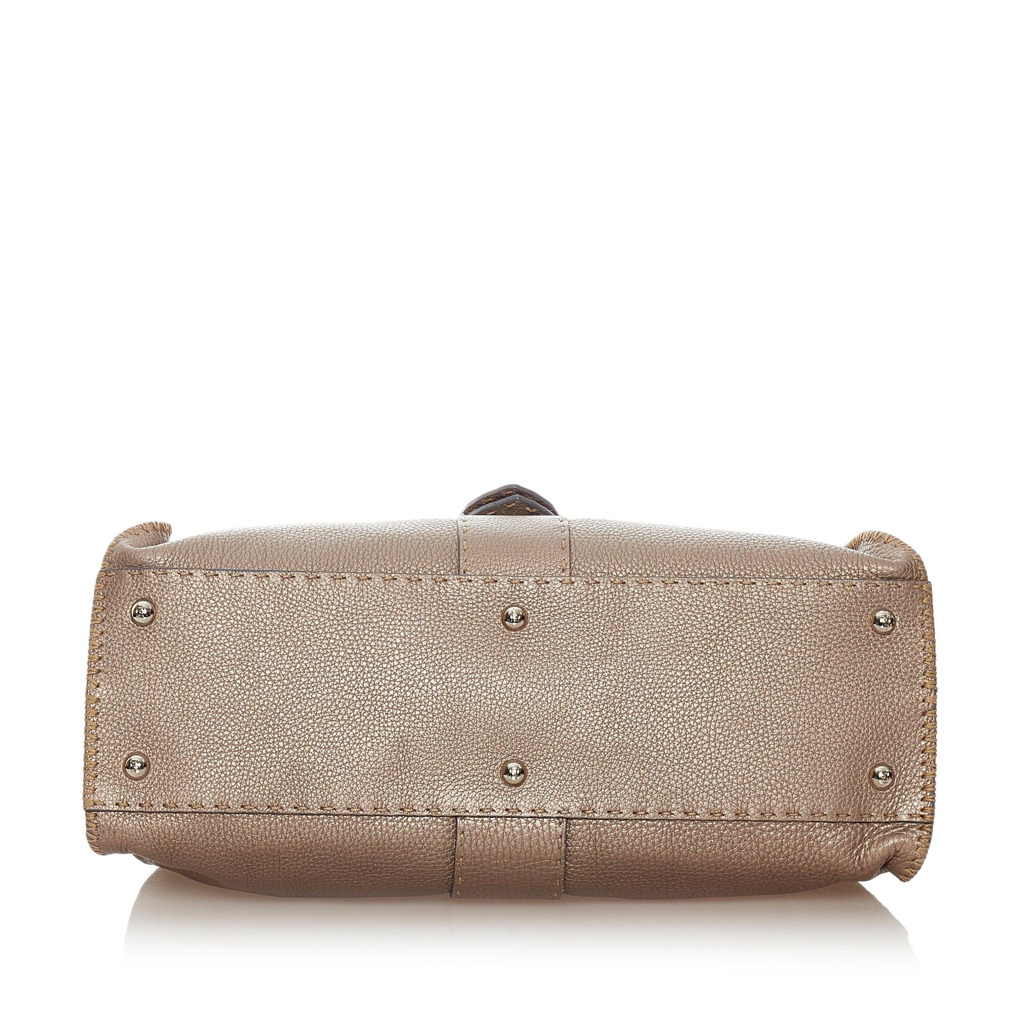 Fendi Selleria Sporty Leather Shoulder Bag