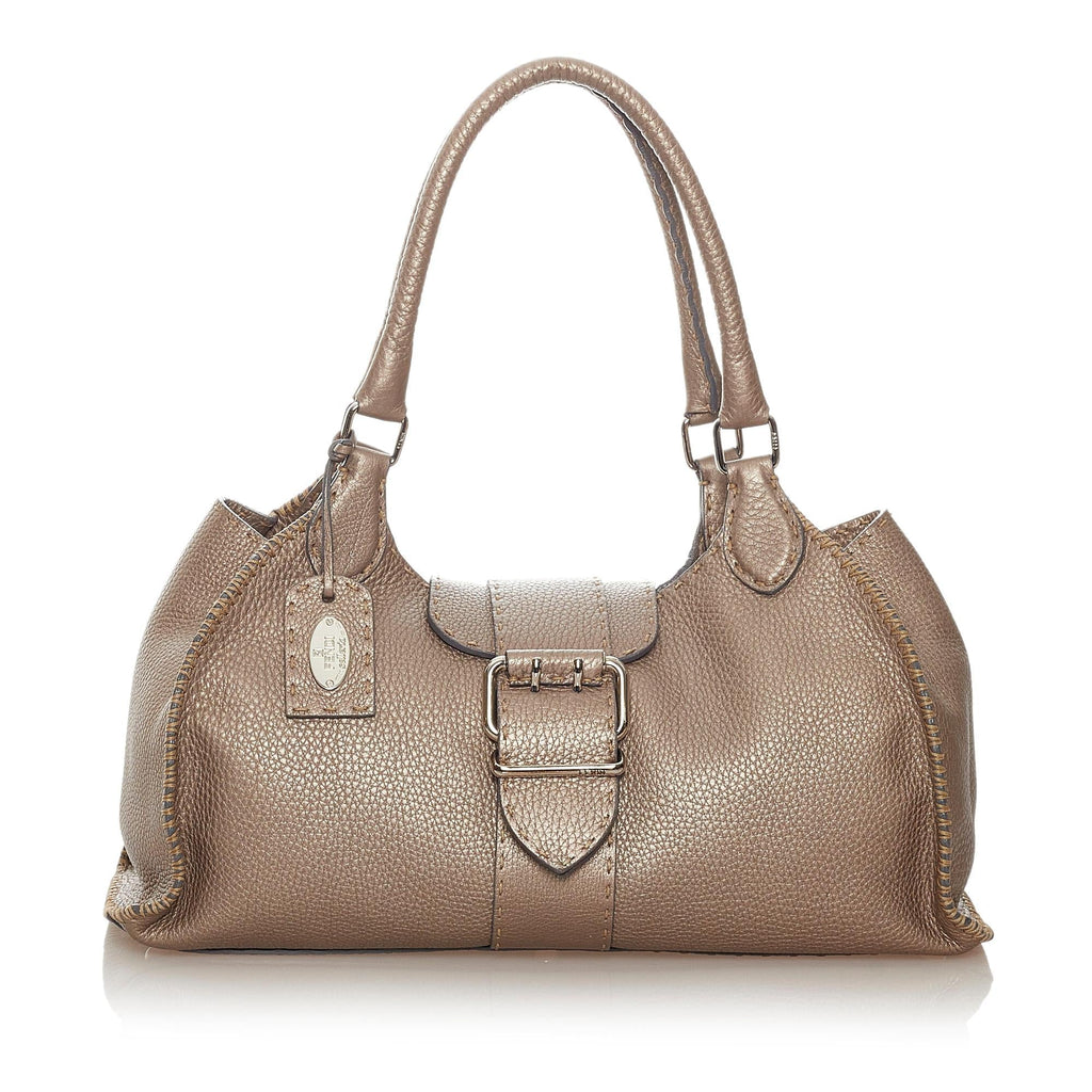 Fendi Selleria Sporty Leather Shoulder Bag
