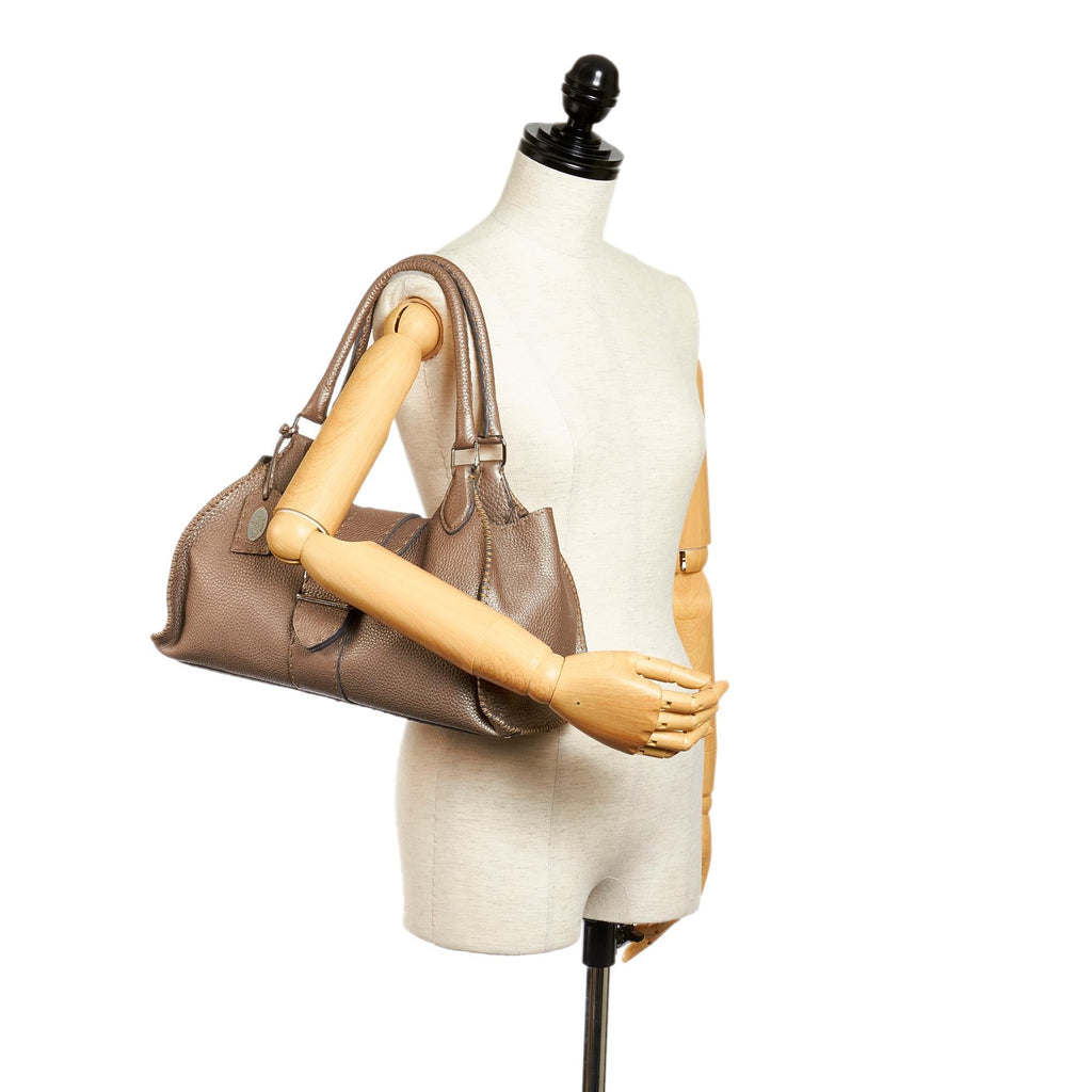 Fendi Selleria Sporty Leather Shoulder Bag