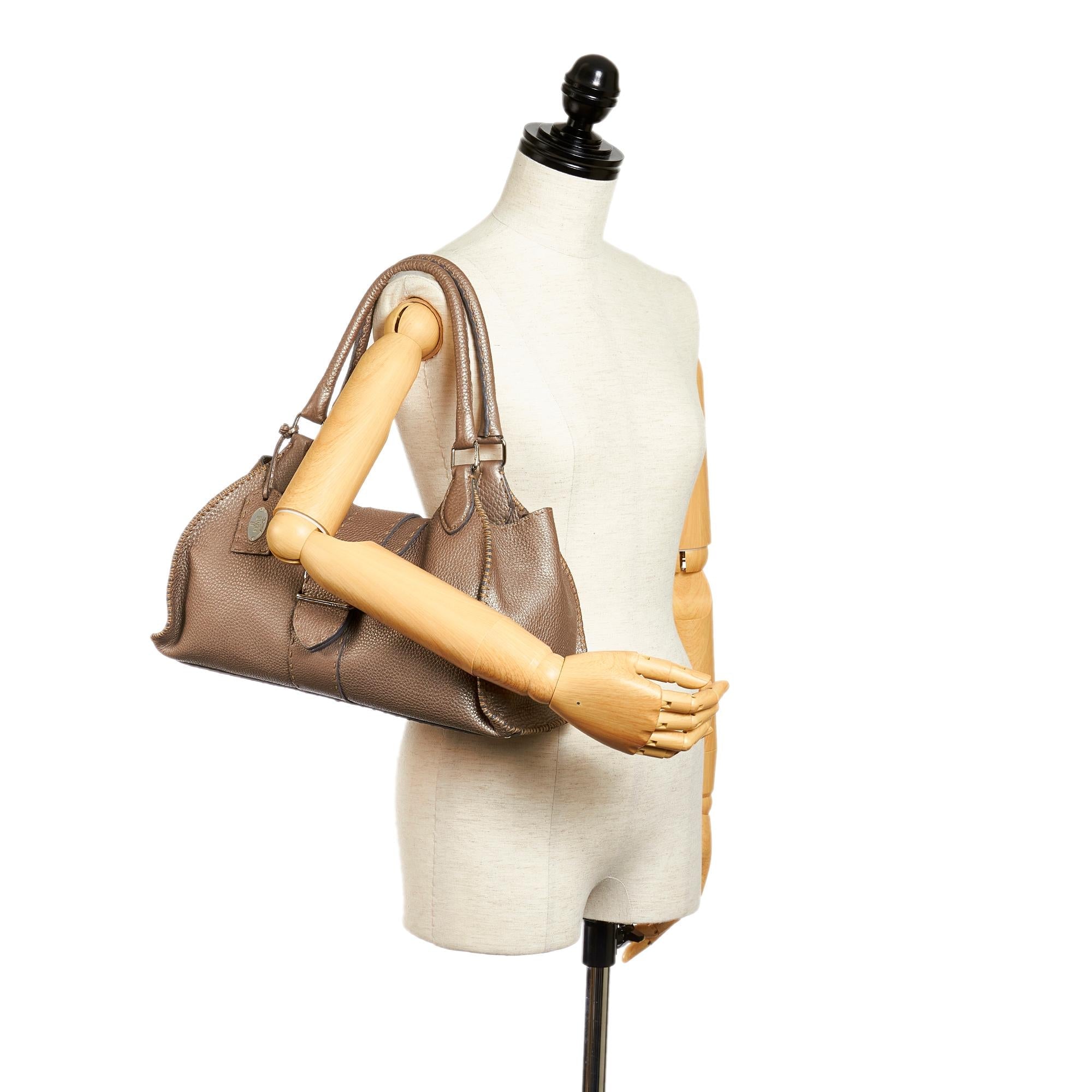 Fendi Selleria Sporty Leather Shoulder Bag