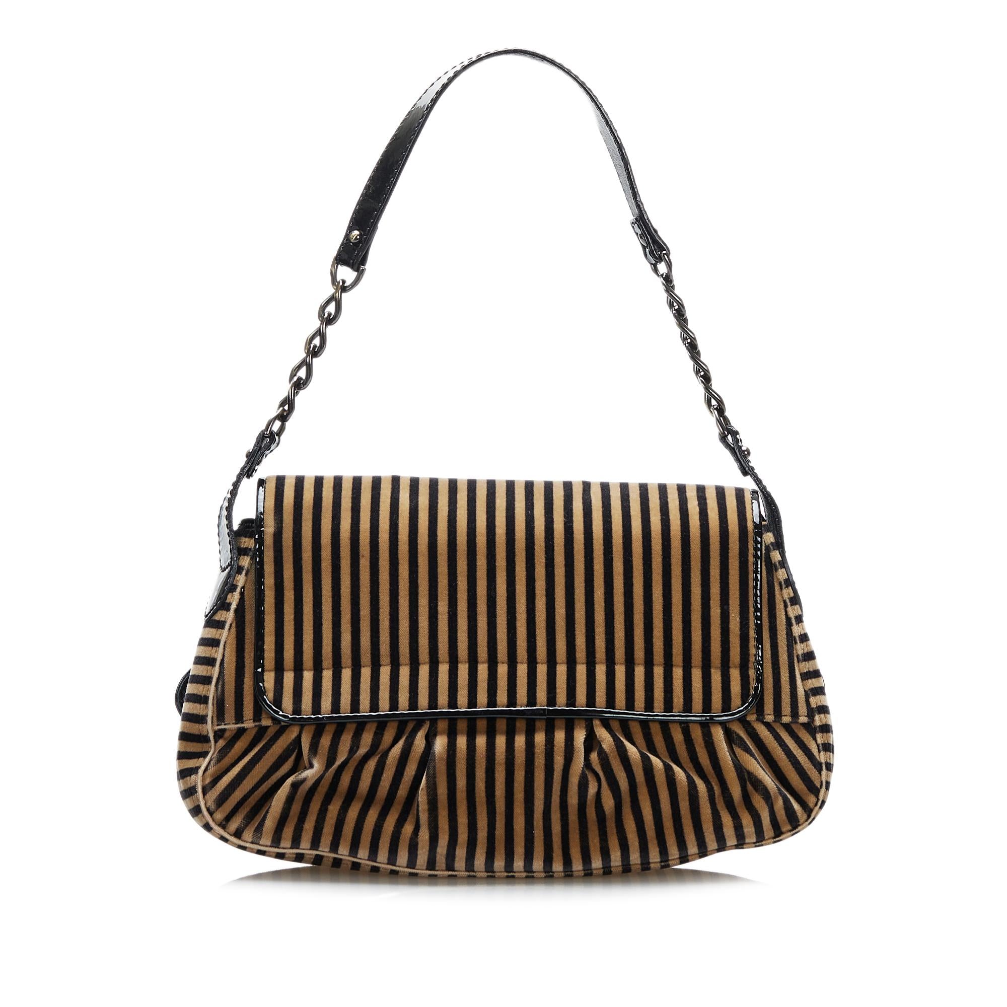 Fendi Striped Velvet B Bis Bag