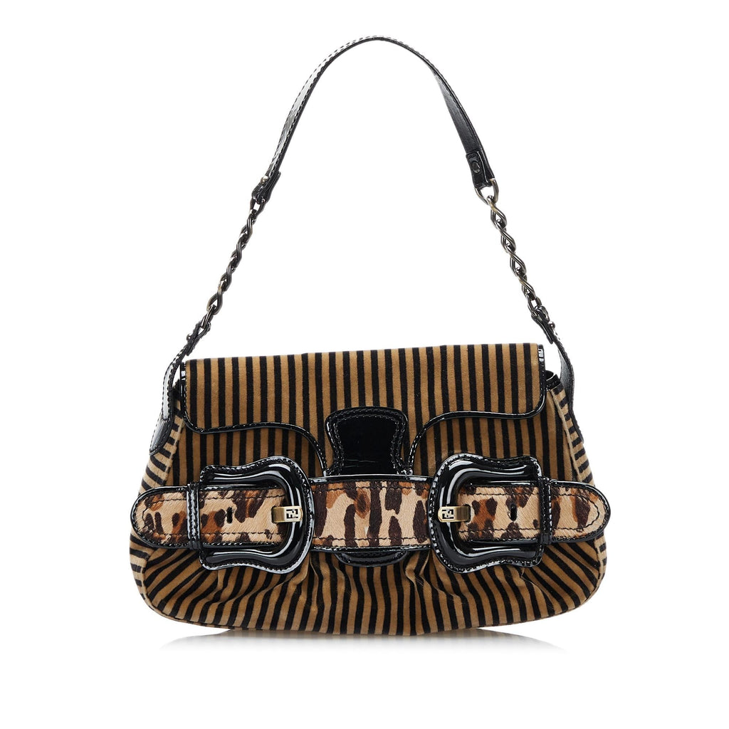Fendi Striped Velvet B Bis Bag