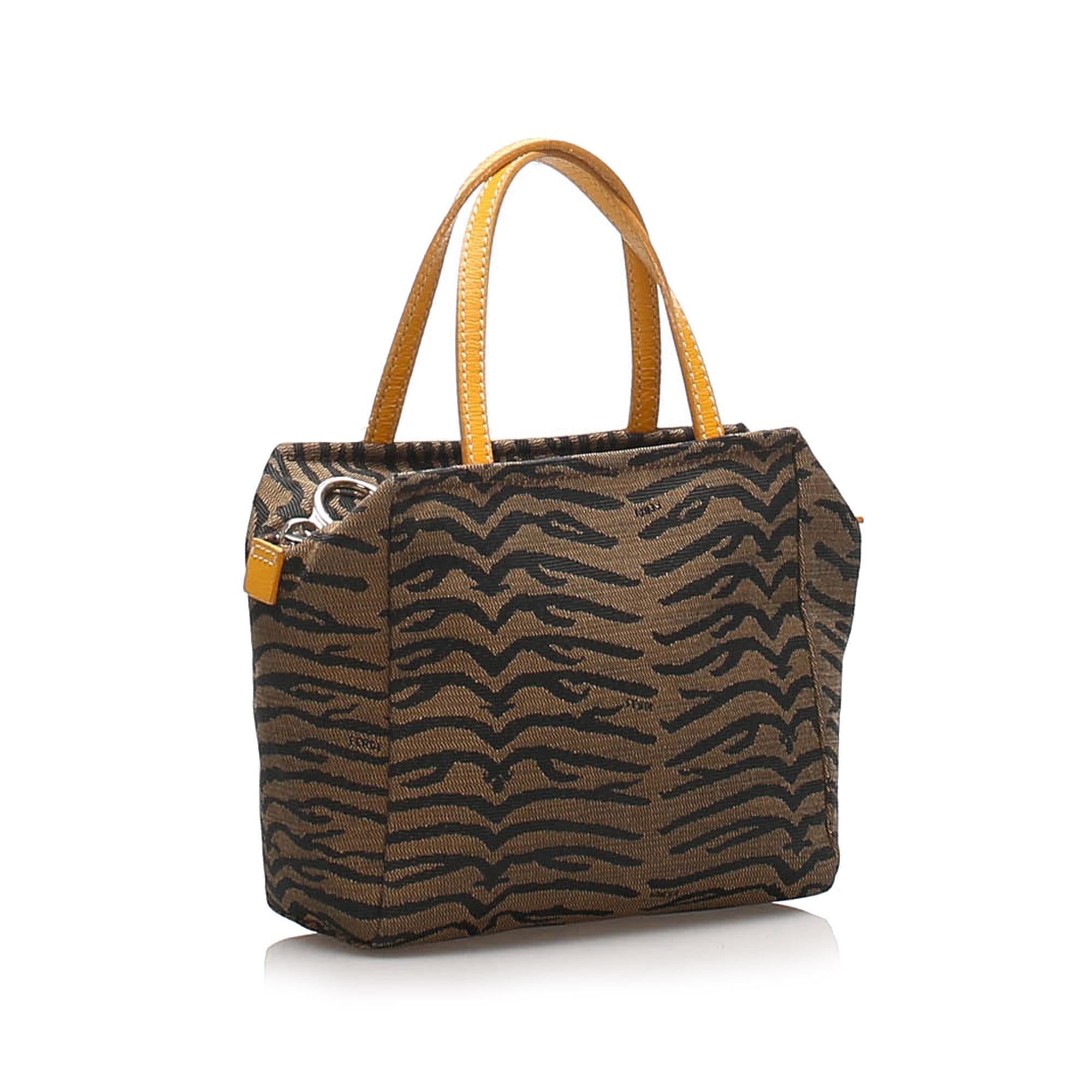 Fendi Tiger Print Canvas Handbag (SHG-10924)