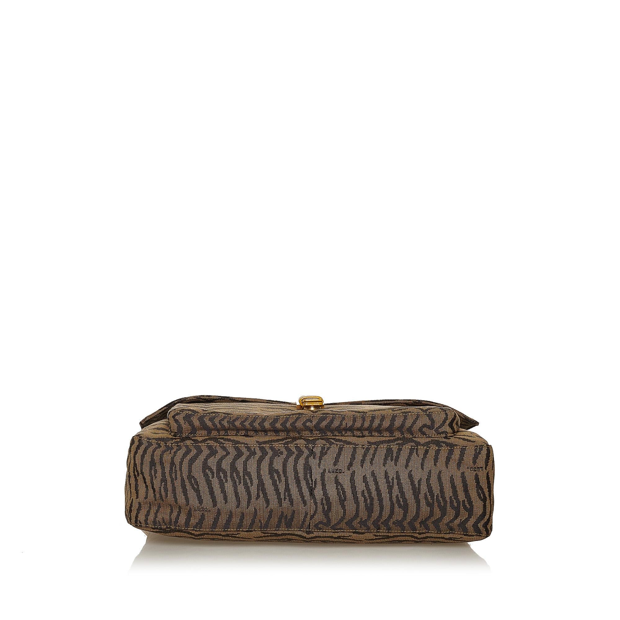 Fendi Tiger Print Canvas Shoulder Bag