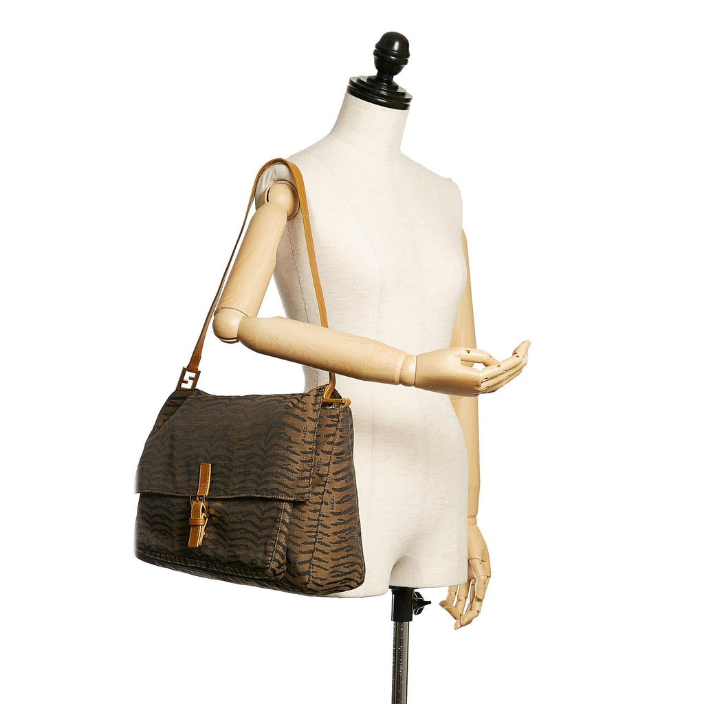 Fendi Tiger Print Canvas Shoulder Bag