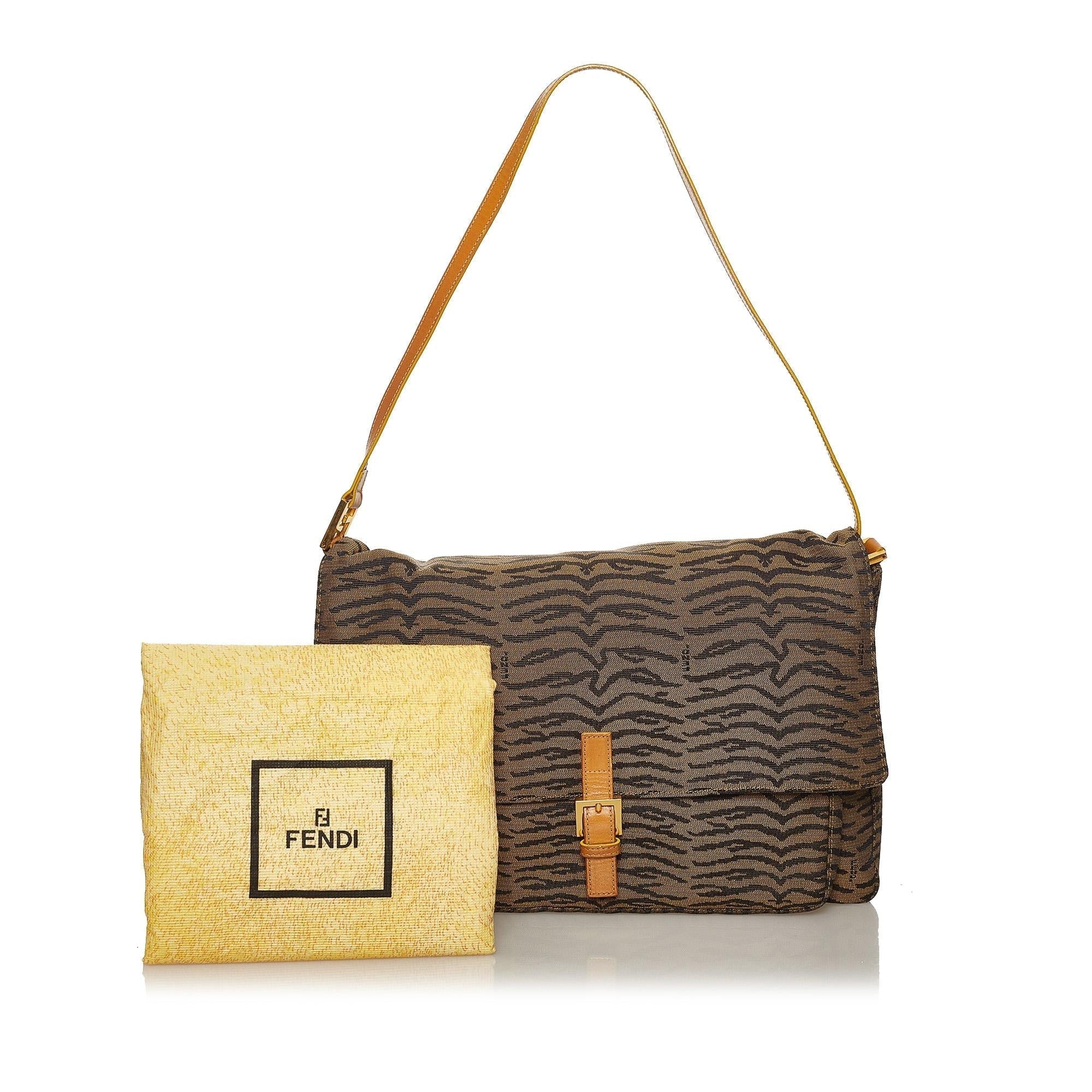 Fendi Tiger Print Canvas Shoulder Bag