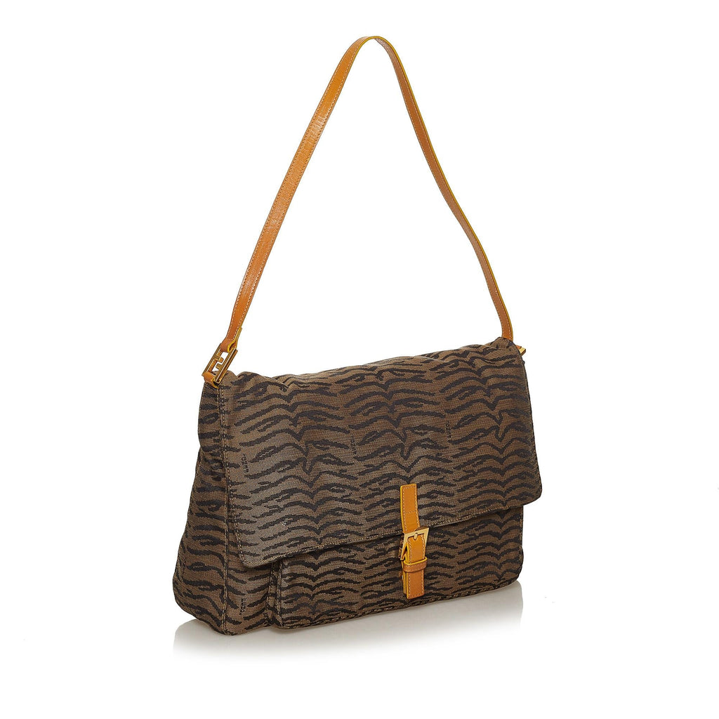 Fendi Tiger Print Canvas Shoulder Bag
