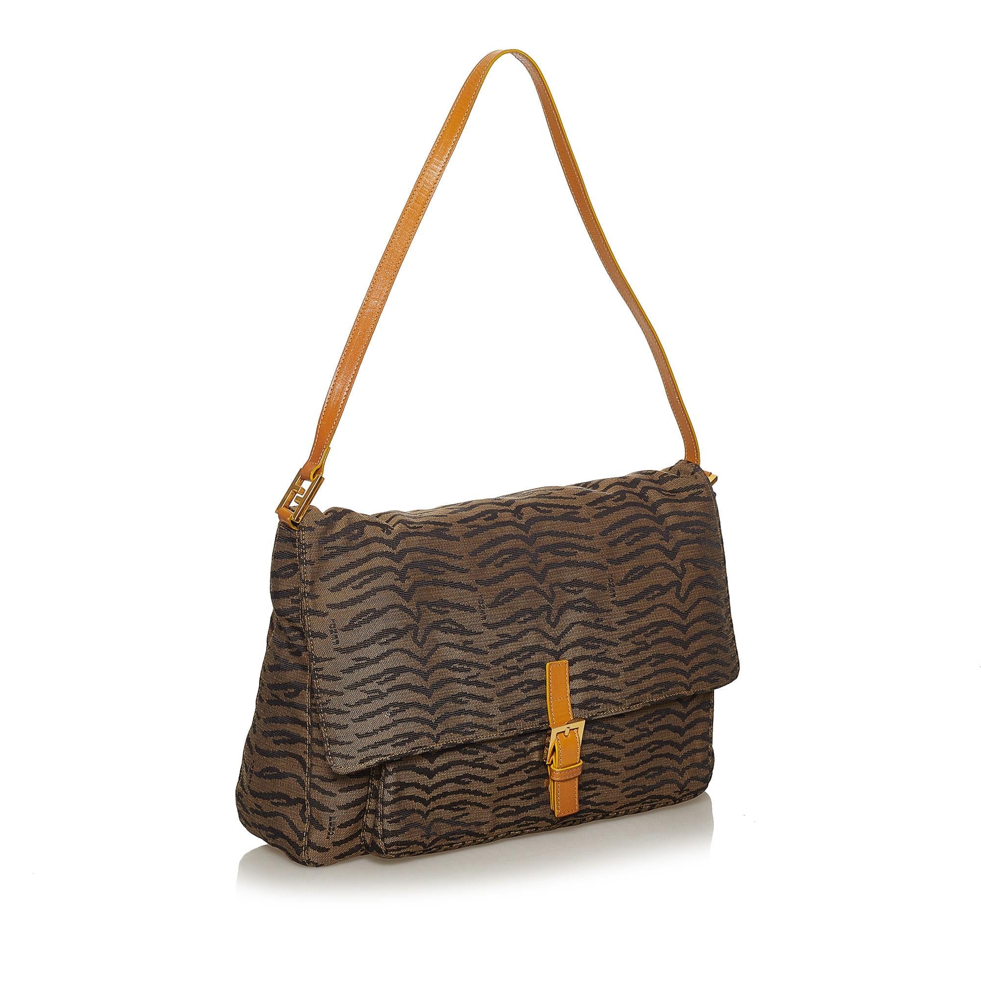 Fendi Tiger Print Canvas Shoulder Bag