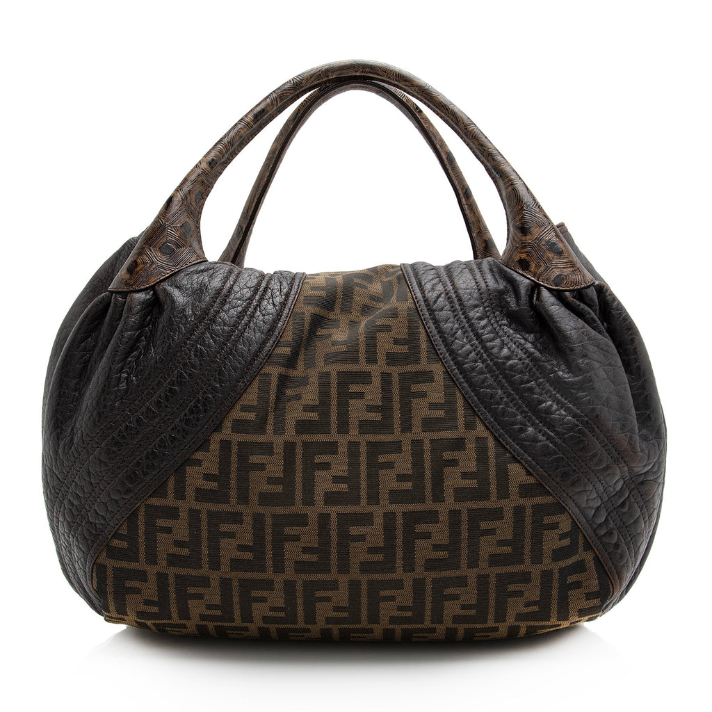 Fendi Tortuga Leather Zucca Spy Satchel