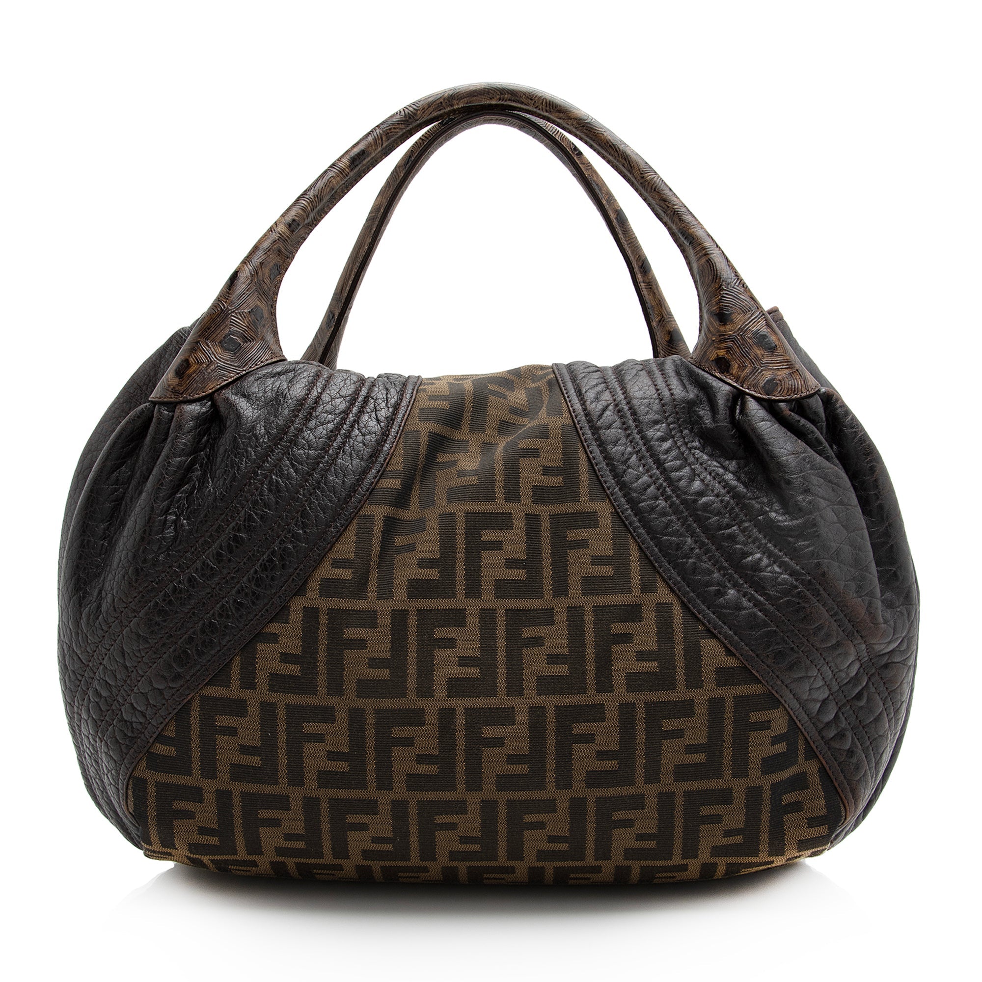 Fendi Tortuga Leather Zucca Spy Satchel