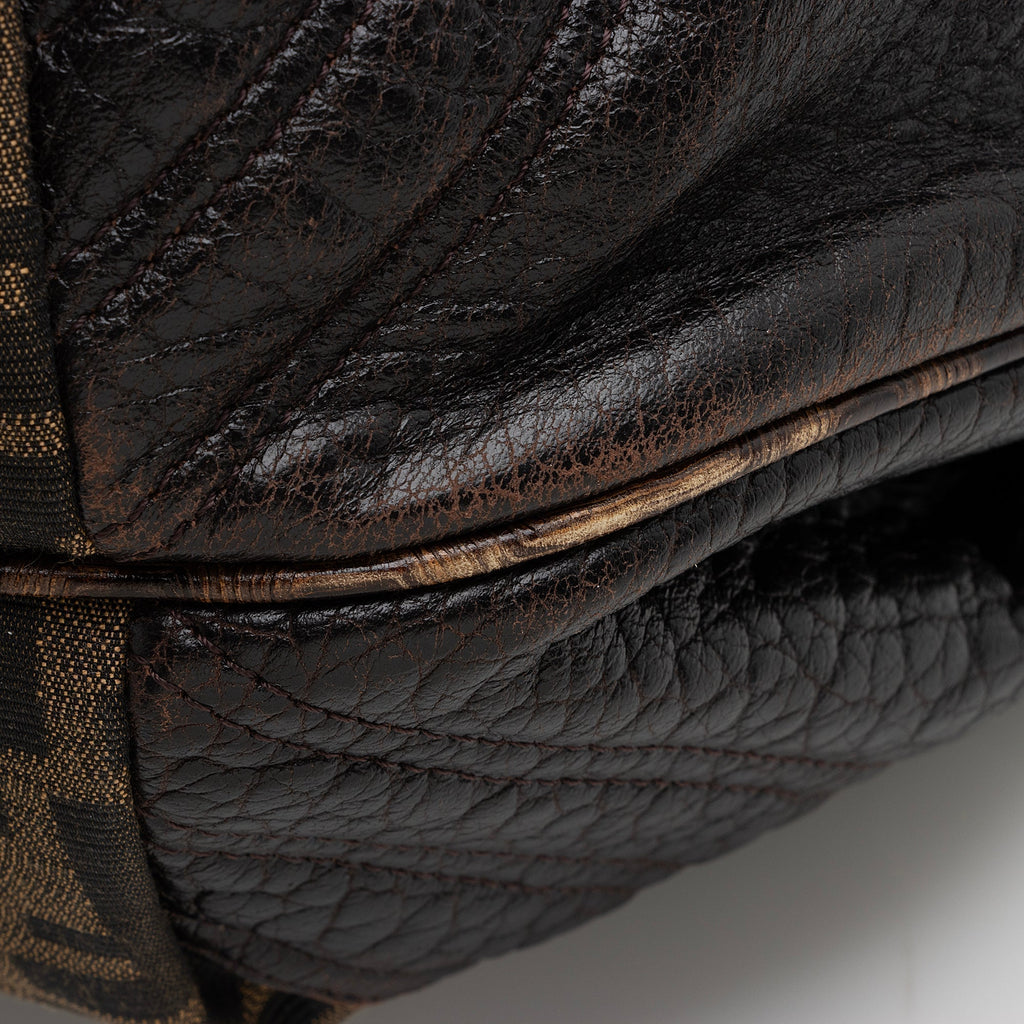 Fendi Tortuga Leather Zucca Spy Satchel