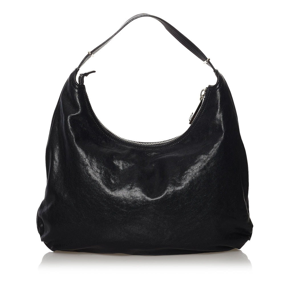 Fendi Unzipped Leather Hobo Bag