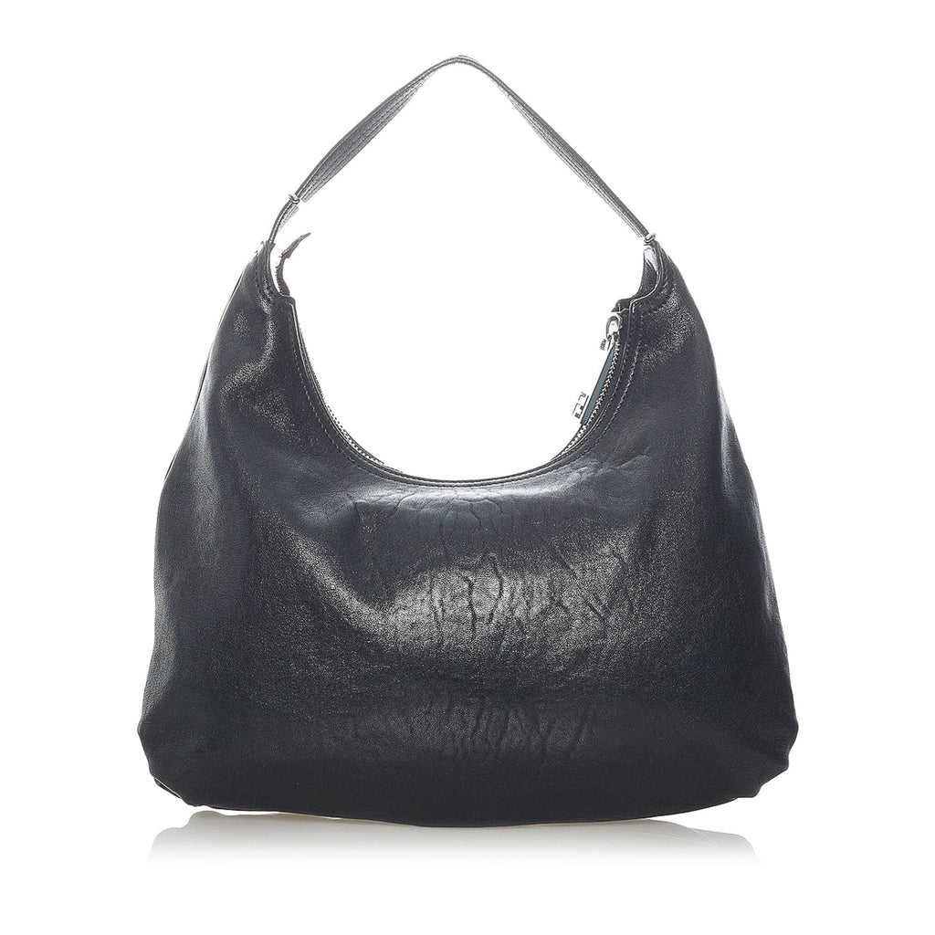 Fendi Unzipped Leather Hobo Bag