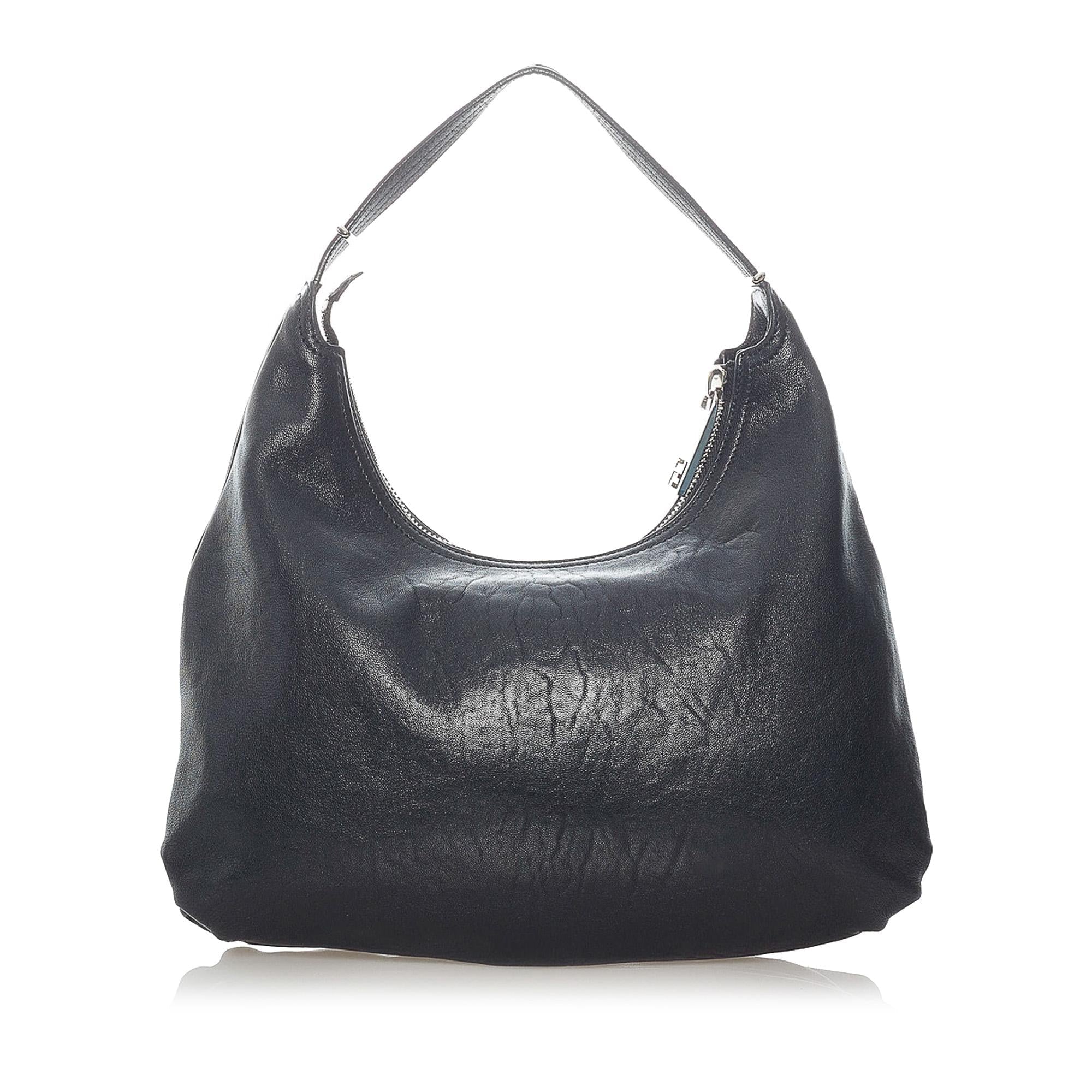 Fendi Unzipped Leather Hobo Bag