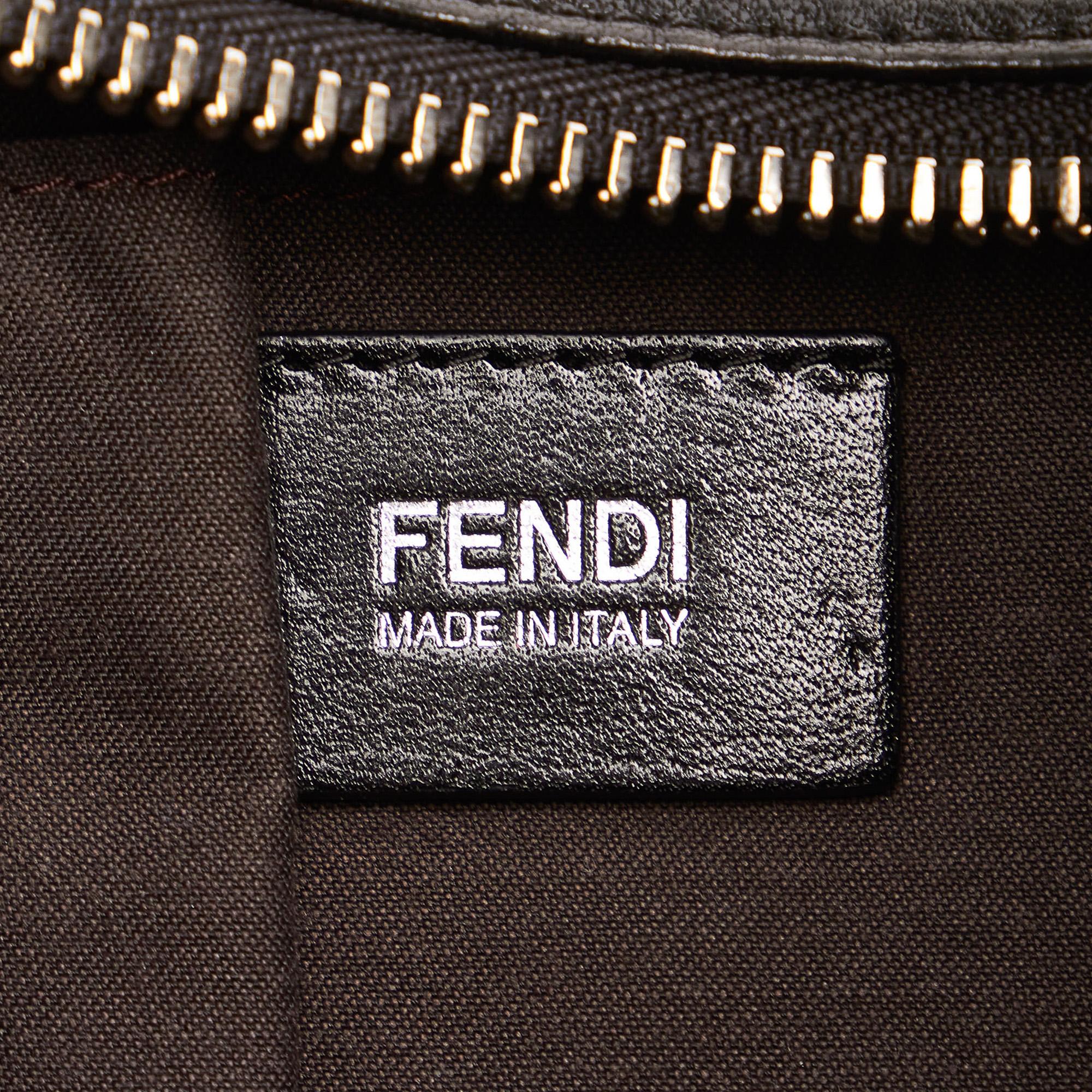 Fendi Unzipped Leather Hobo Bag