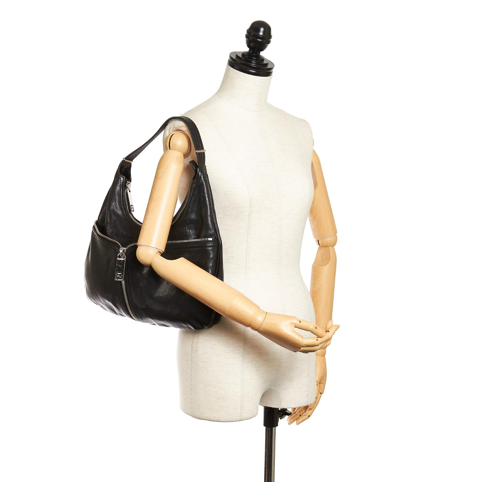 Fendi Unzipped Leather Hobo Bag
