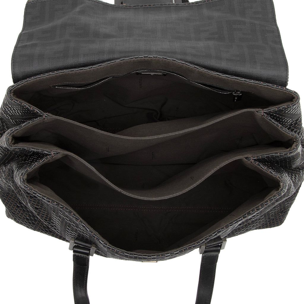 Fendi Woven Zucca Leather Forever Large Shoulder Bag