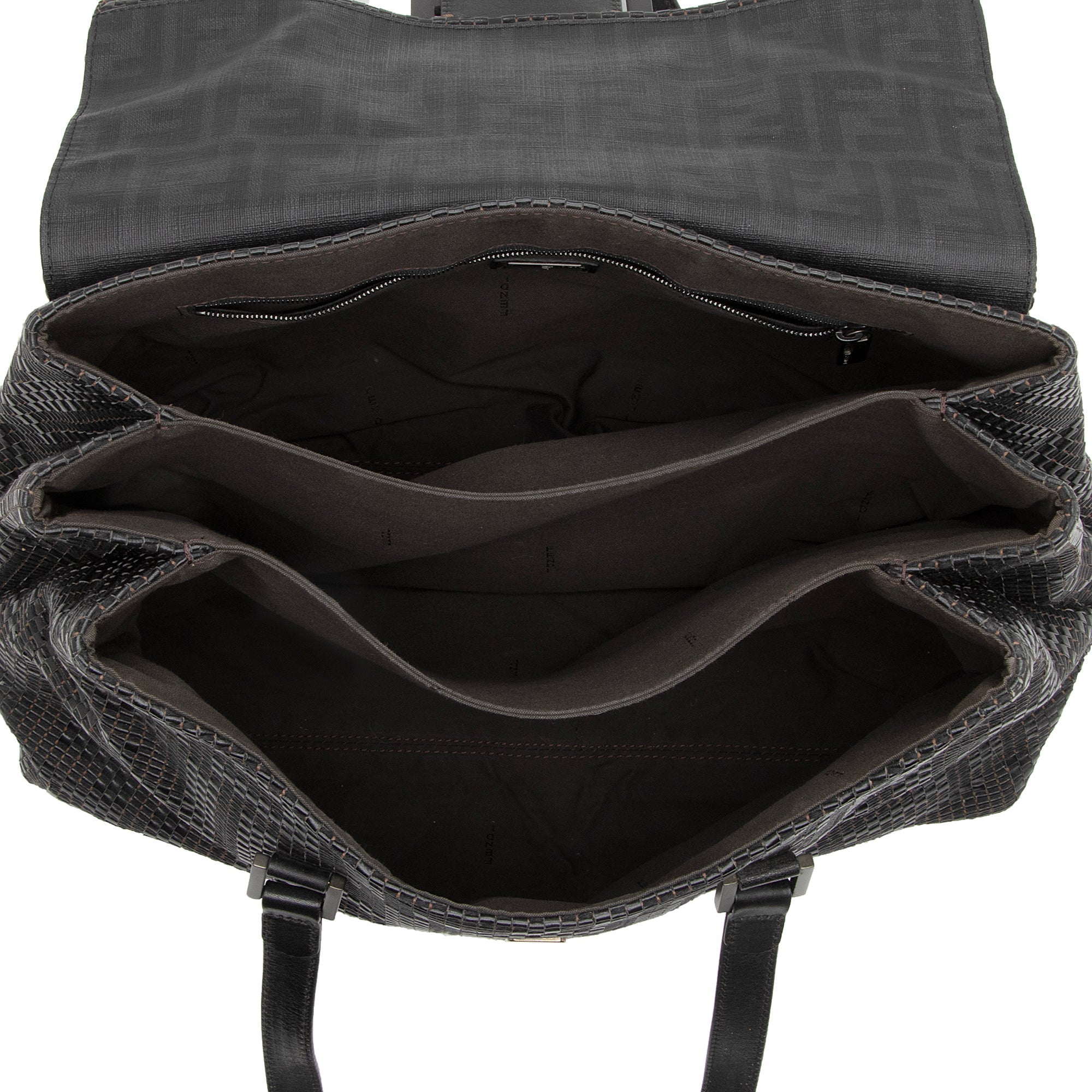 Fendi Woven Zucca Leather Forever Large Shoulder Bag