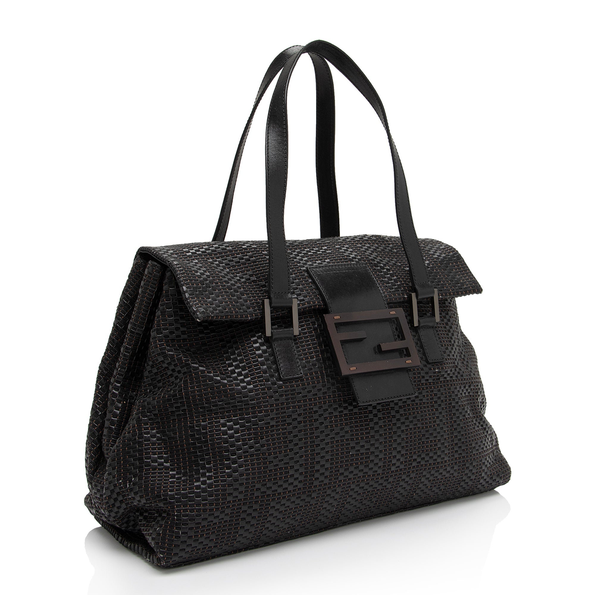 Fendi Woven Zucca Leather Forever Large Shoulder Bag