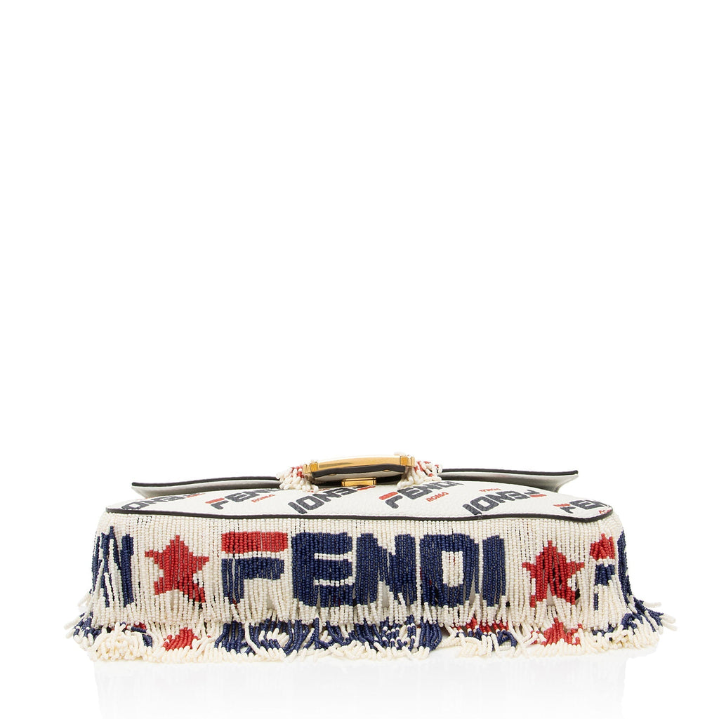 Fendi X Fila Mania Calfskin Beaded Baguette Shoulder Bag (SHF-bdJOQe)