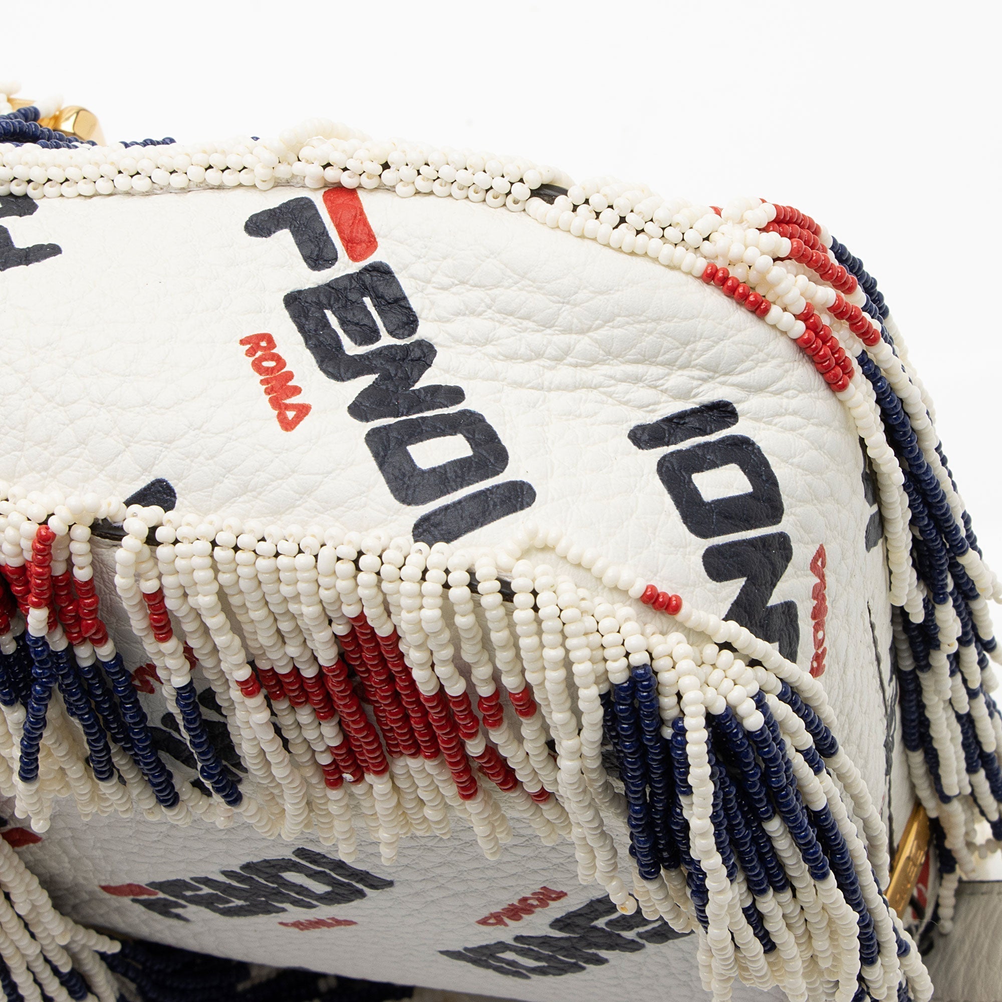 Fendi X Fila Mania Calfskin Beaded Baguette Shoulder Bag