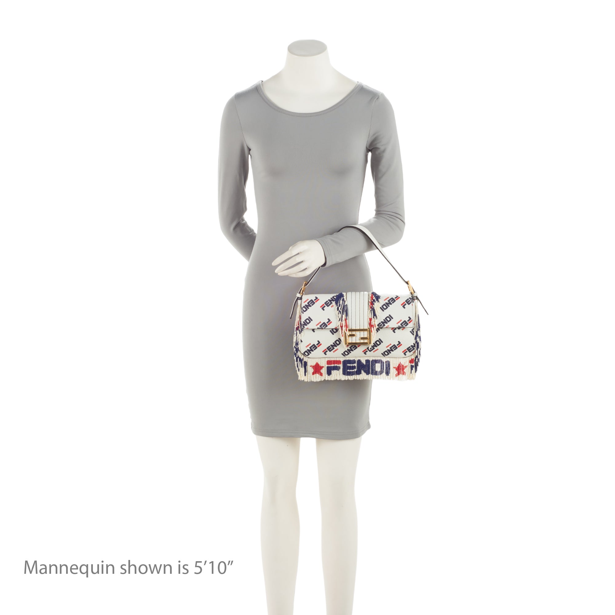 Fendi X Fila Mania Calfskin Beaded Baguette Shoulder Bag