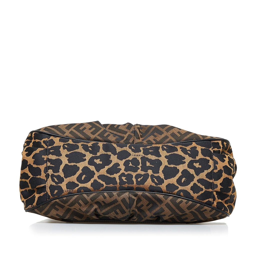 Fendi Zucca Chef Leopard Shoulder Bag