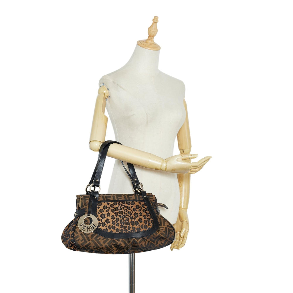 Fendi Zucca Chef Leopard Shoulder Bag