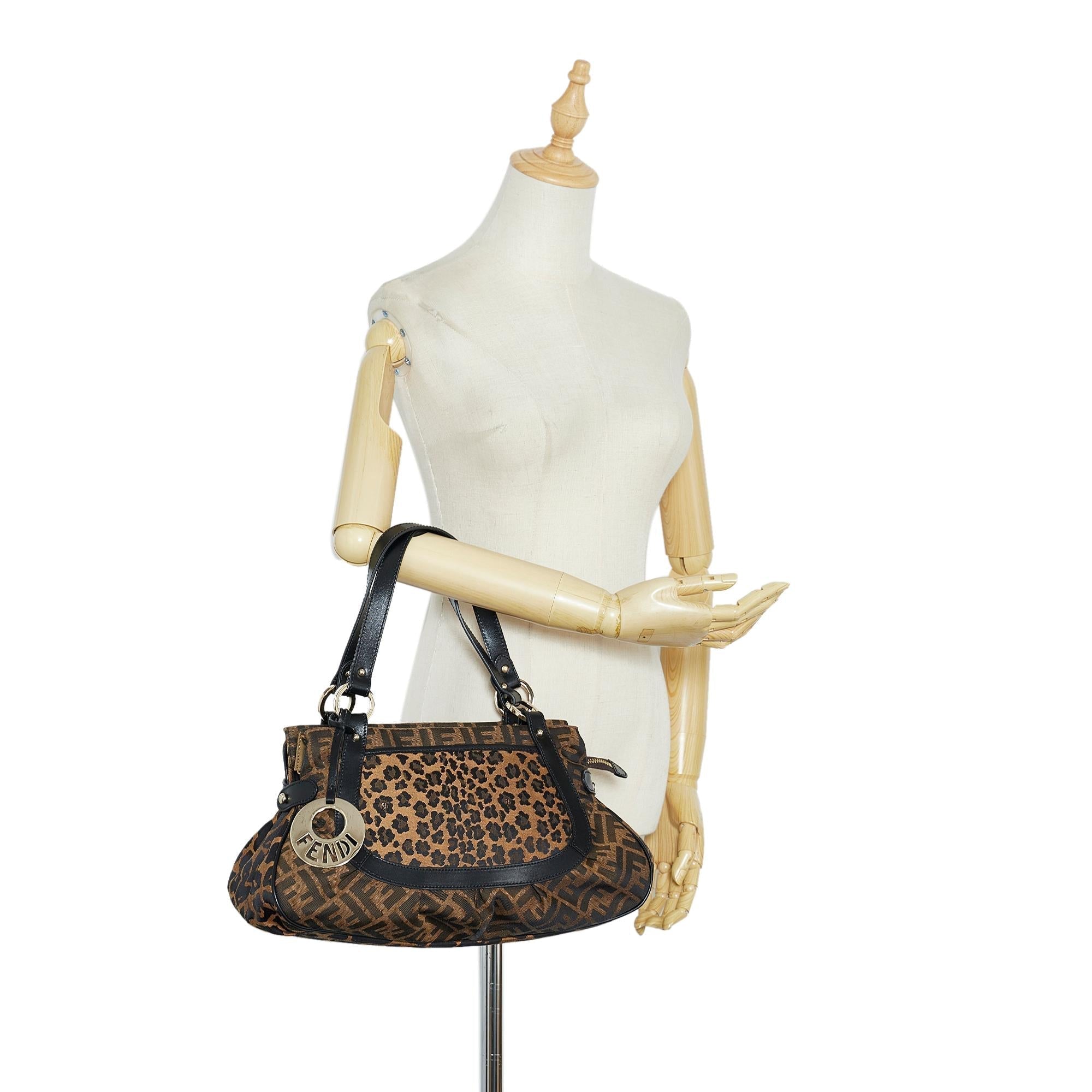 Fendi Zucca Chef Leopard Shoulder Bag
